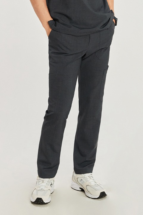 M-Pocket Straight Scrub Pants-Charcoal Gray